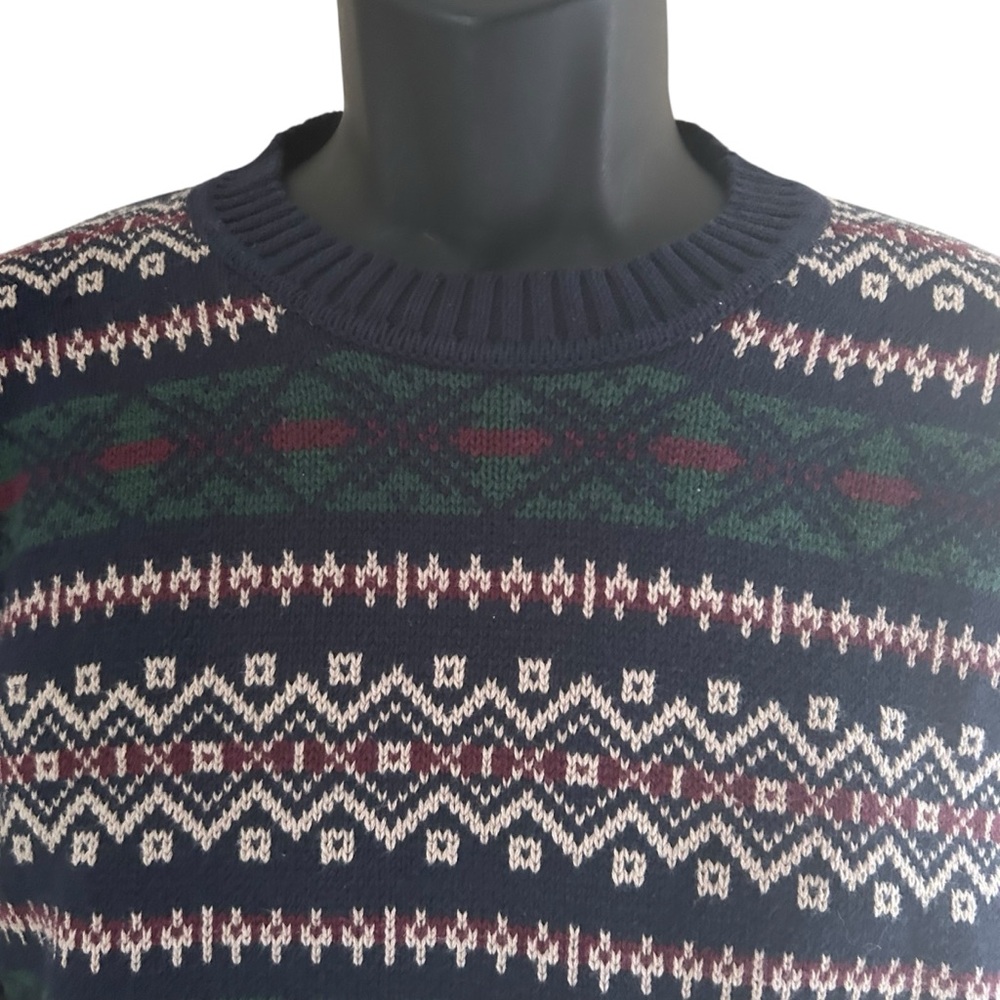 Dockers Sweater Mens SZ LG Y2K blue  nordic grandpa cabincore retro 100%cotton - Picture 10 of 13